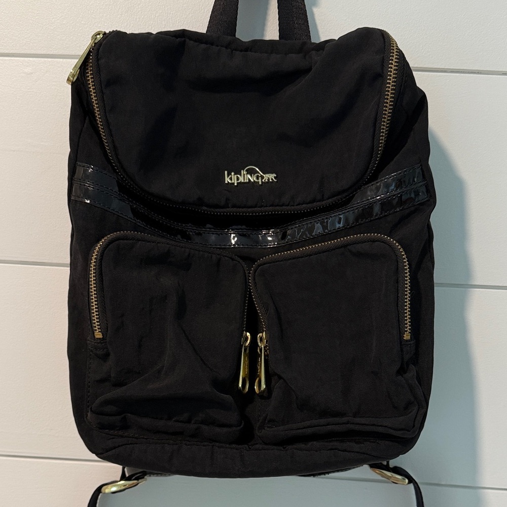 Kipling Black Backpack with Gold Accents - Picture 1 of 13